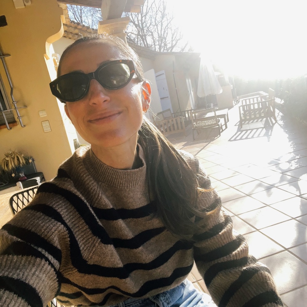 Mango Black and Brown Striped Sweater
